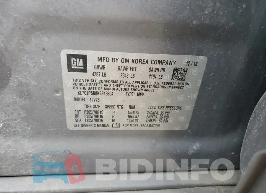 KL7CJPSB8KB813804 Photo# 13