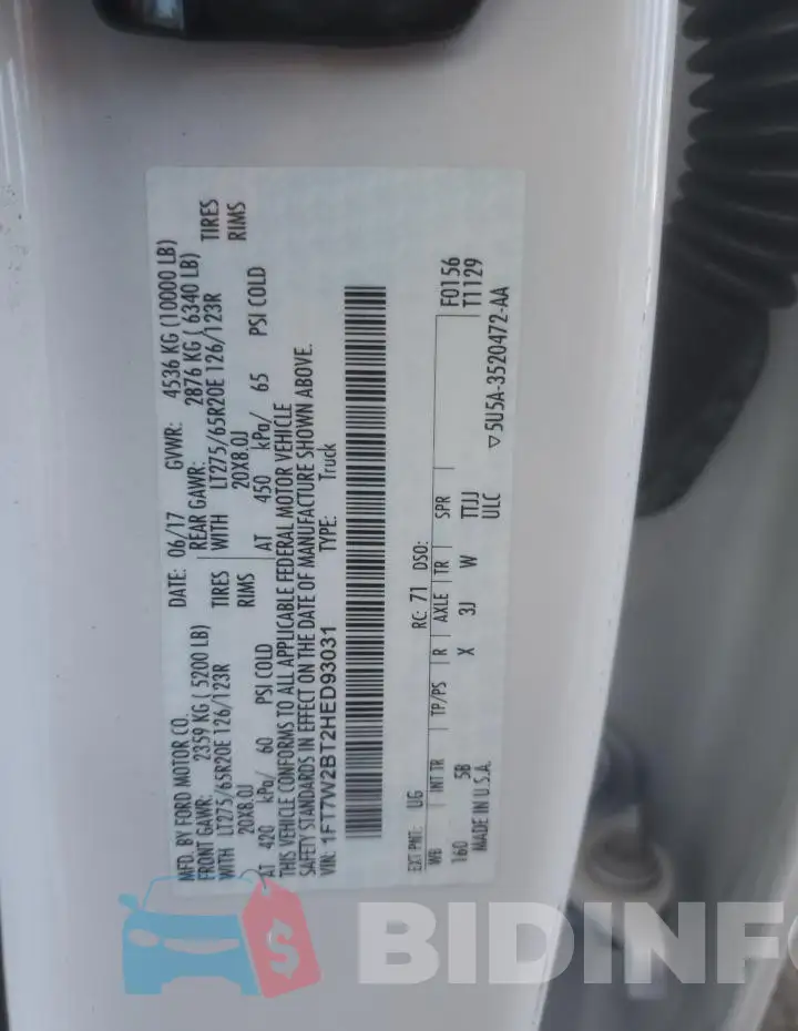 1FT7W2BT2HED93031 Photo# 12