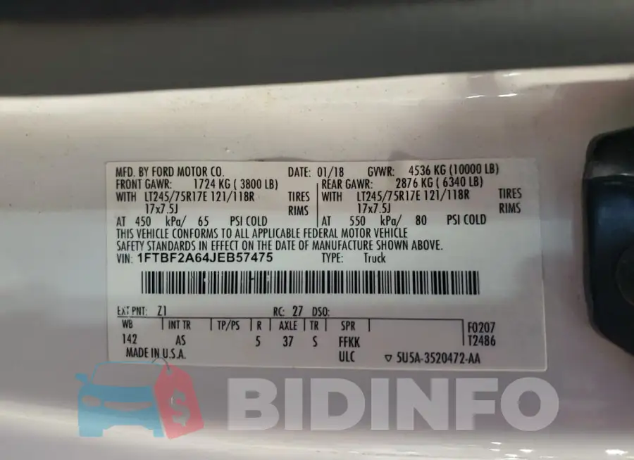 1FTBF2A64JEB57475 Photo# 12