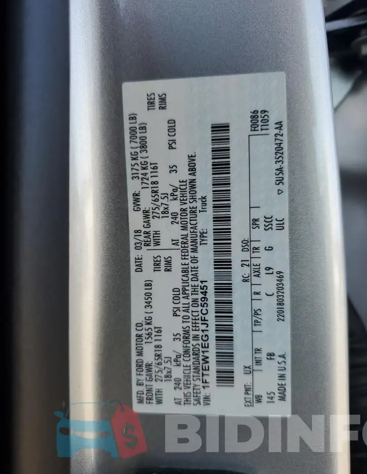 1FTEW1EG1JFC59451 Photo# 12