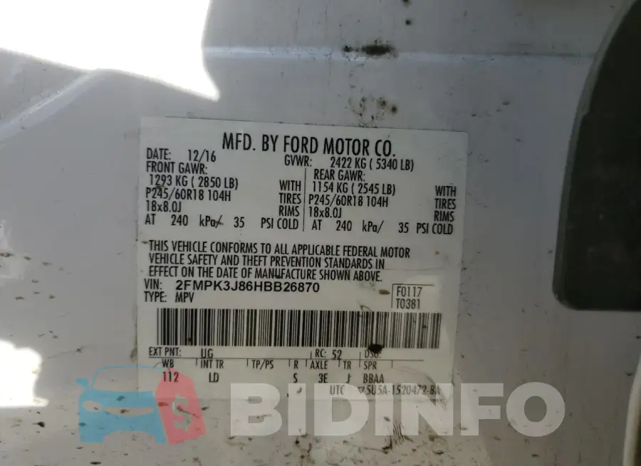 2FMPK3J86HBB26870 Photo# 14