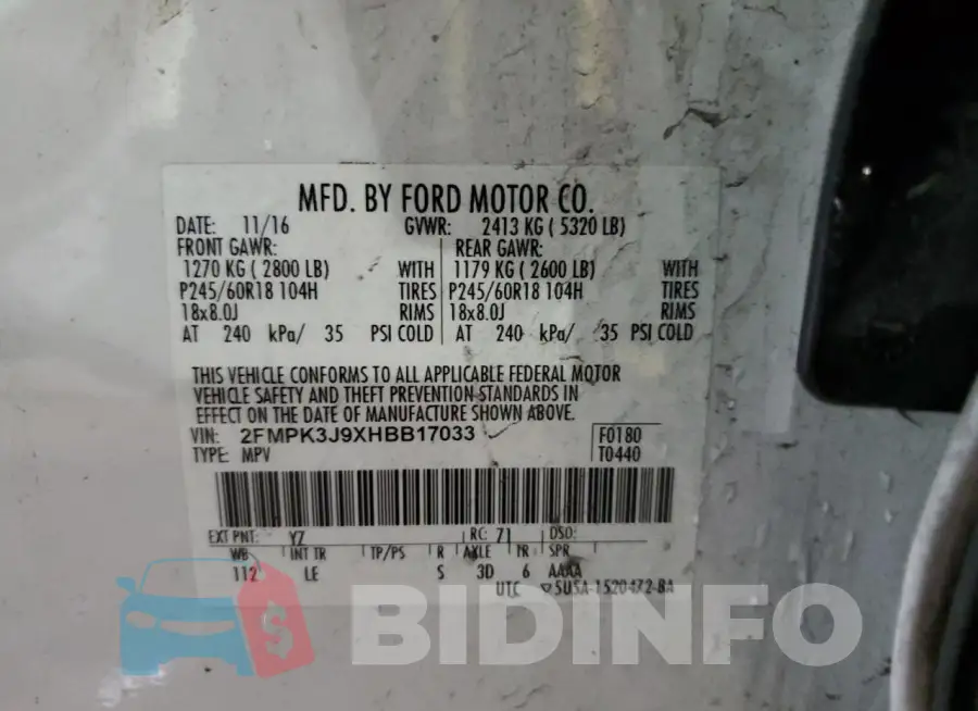 2FMPK3J9XHBB17033 Photo# 14