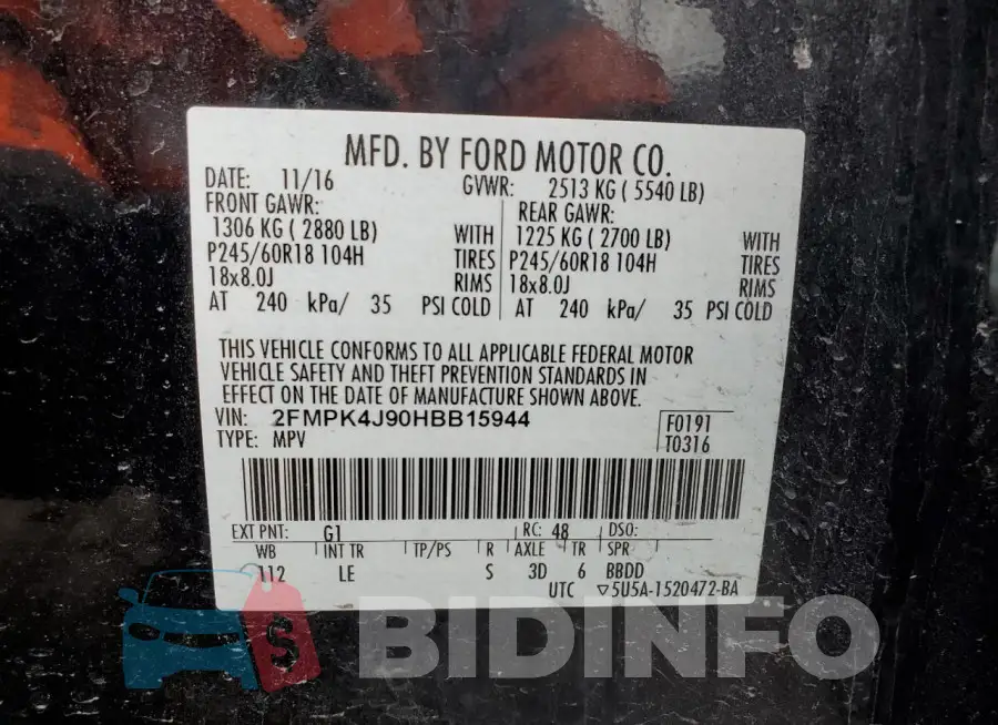 2FMPK4J90HBB15944 Photo# 13