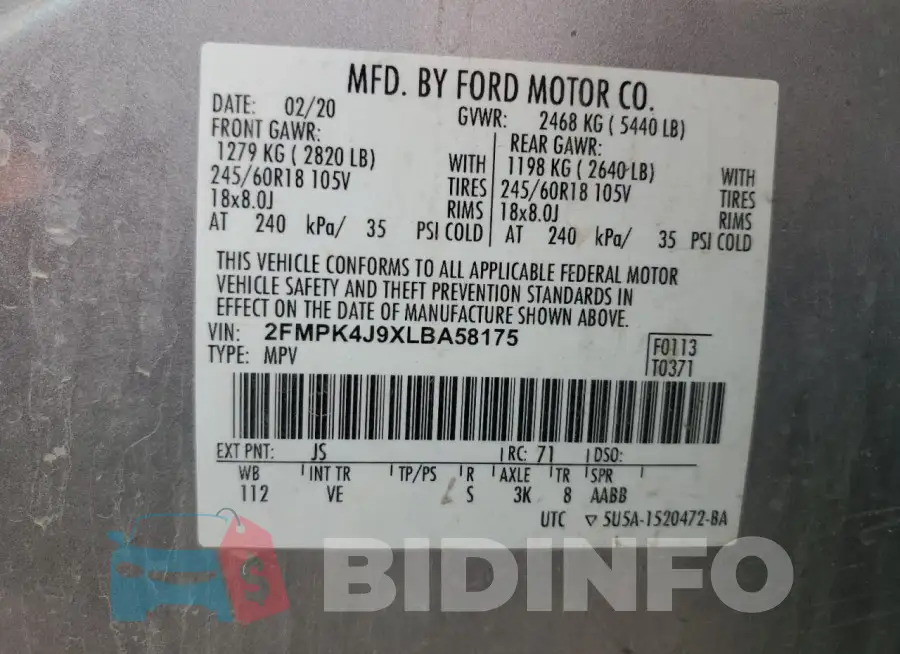 2FMPK4J9XLBA58175 Photo# 13