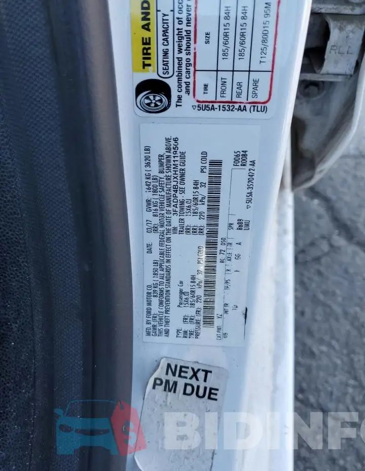 3FADP4BJXHM119506 Photo# 12