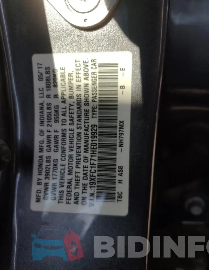 19XFC1F71HE019929 Photo# 12