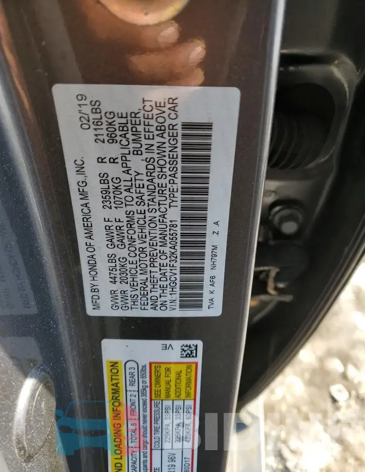 1HGCV1F32KA055781 Photo# 12
