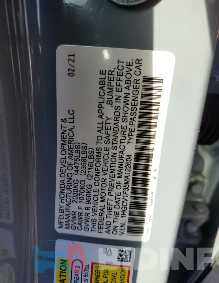 1HGCV1F42MA048051 Photo# 13