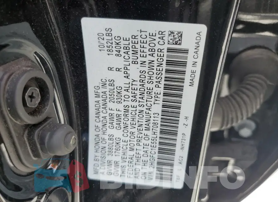 2HGFC1E55LH708113 Photo# 12