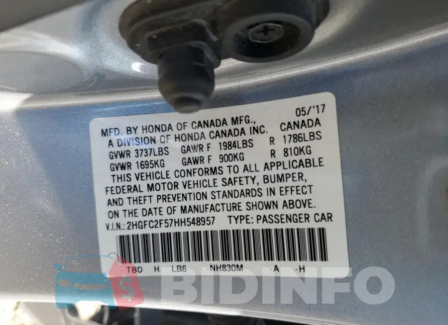 2HGFC2F57HH548957 Photo# 12