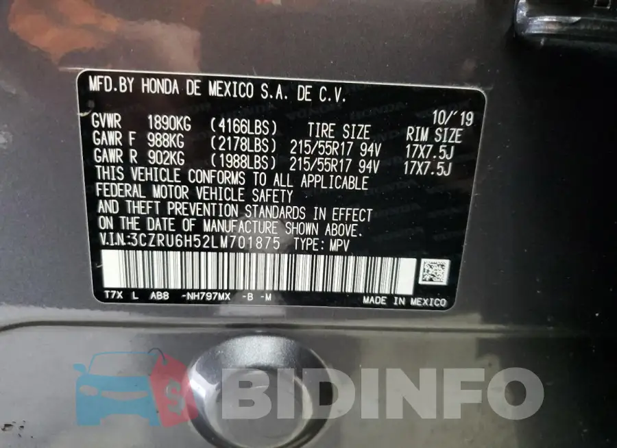 3CZRU6H52LM701875 Photo# 13