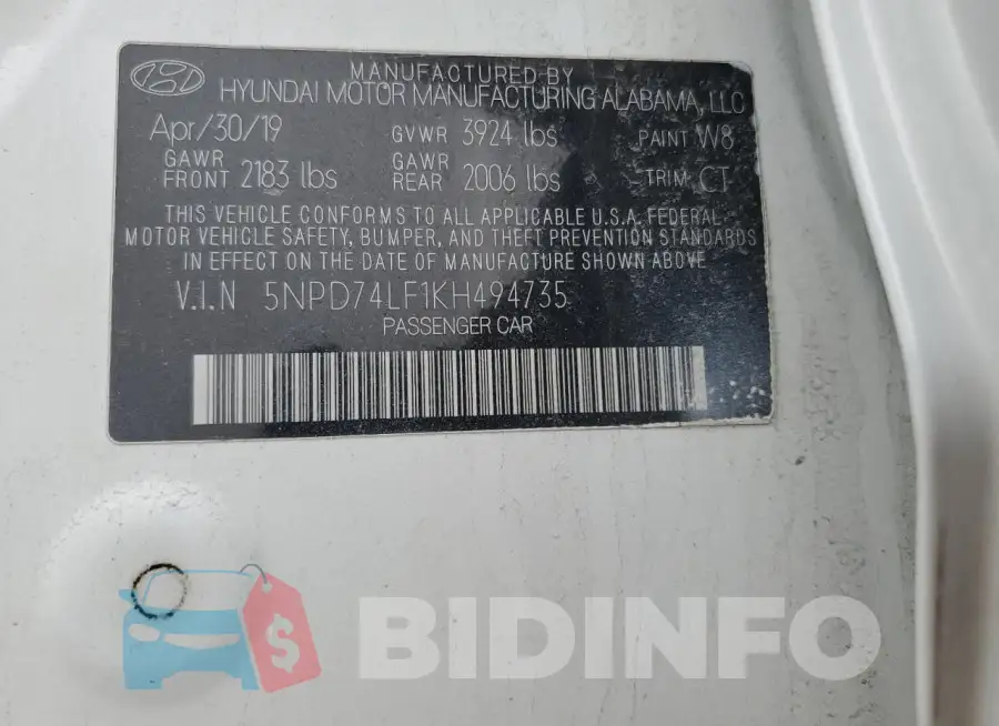5NPD74LF1KH494735 Photo# 12