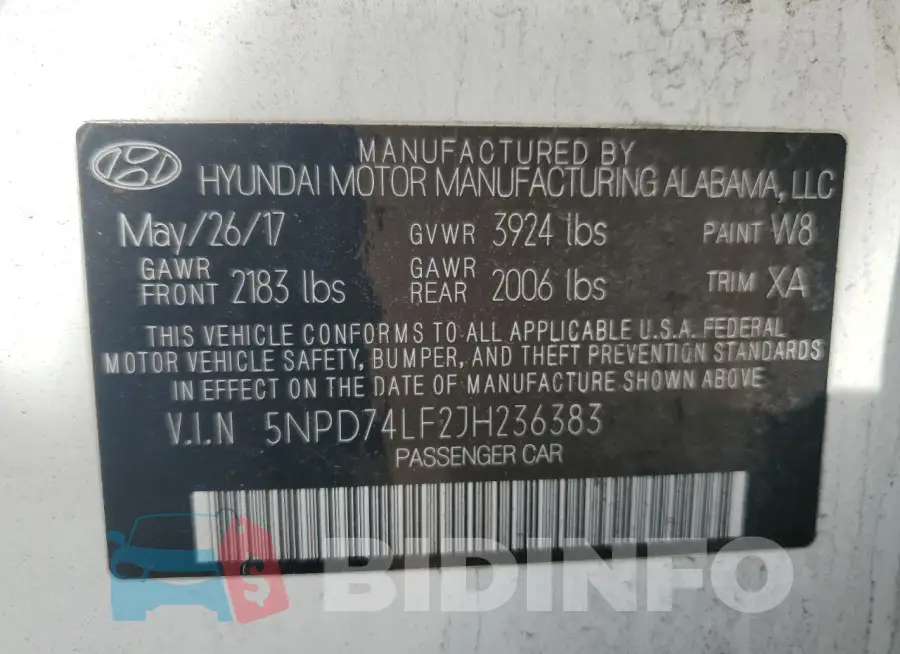 5NPD74LF2JH236383 Photo# 13