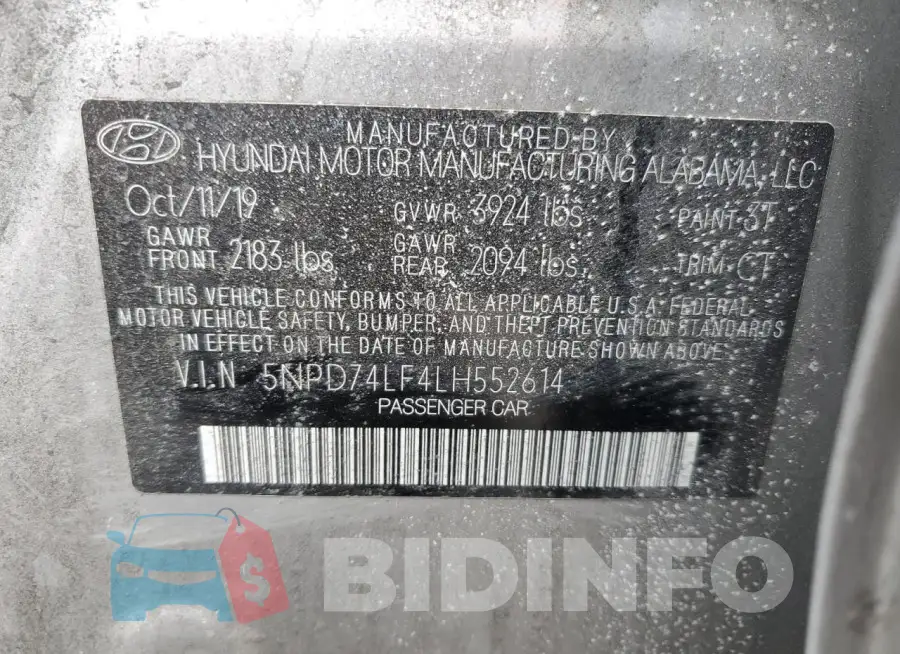 5NPD74LF4LH552614 Photo# 12