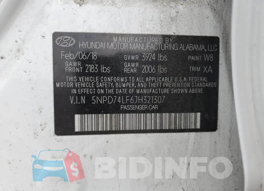 5NPD74LF6JH321307 Photo# 12