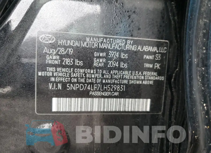 5NPD74LF7LH529831 Photo# 12