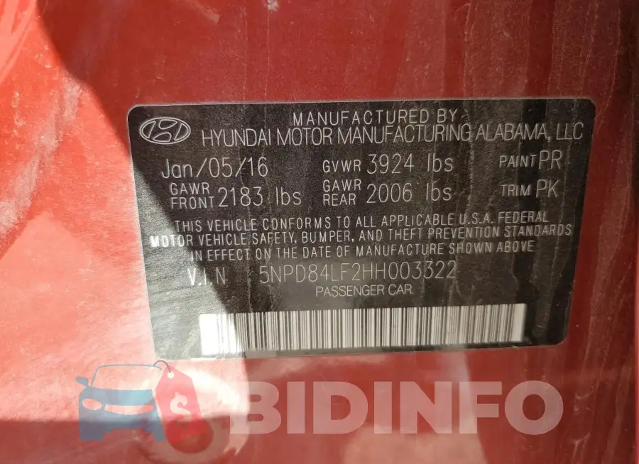 5NPD84LF2HH003322 Photo# 13