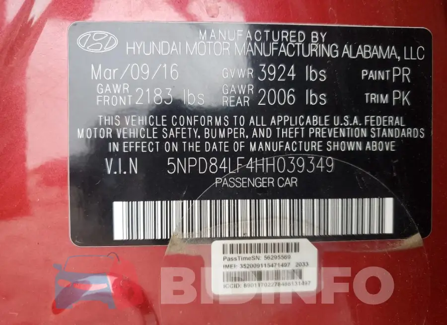 5NPD84LF4HH039349 Photo# 12