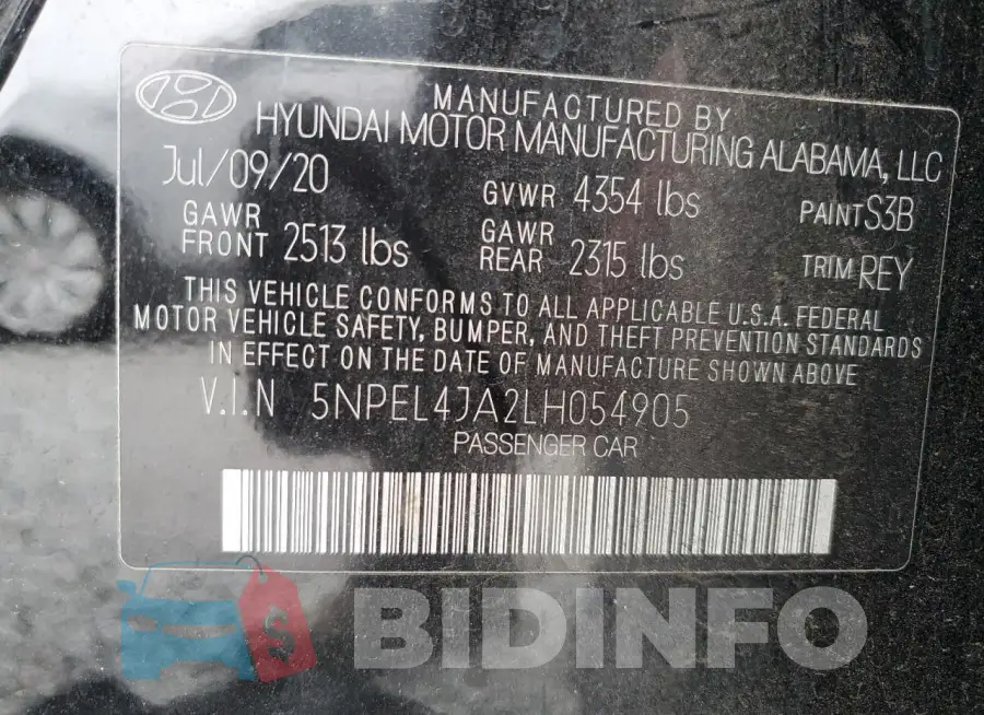 5NPEL4JA2LH054905 Photo# 12