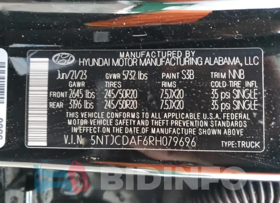 5NTJCDAF6RH079696 Photo# 12
