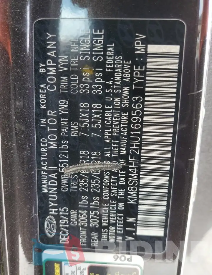 KM8SM4HF2HU169563 Photo# 14