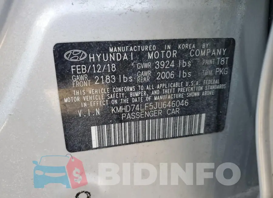 KMHD74LF5JU646046 Photo# 13