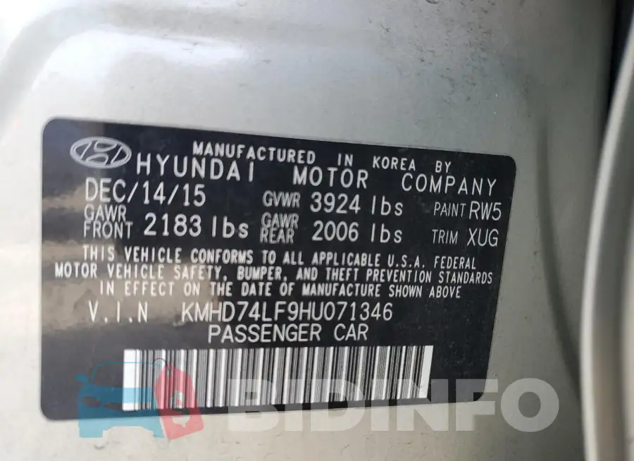 KMHD74LF9HU071346 Photo# 12