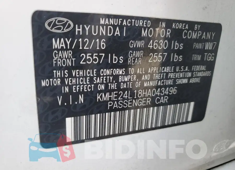KMHE24L18HA043496 Photo# 12