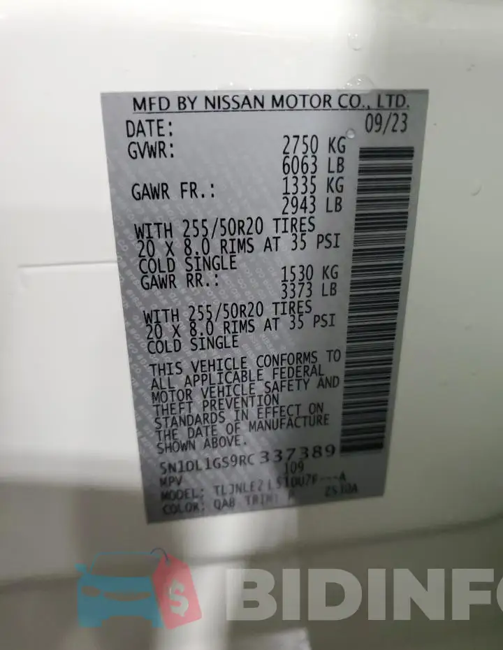 5N1DL1GS9RC337389 Photo# 13