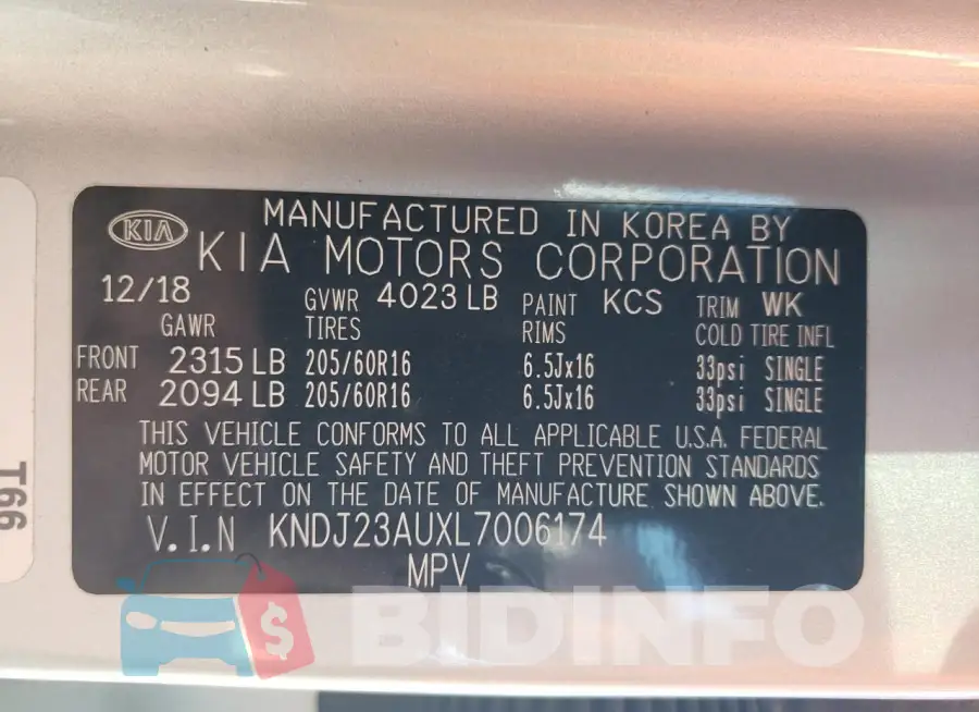 KNDJ23AUXL7006174 Photo# 14