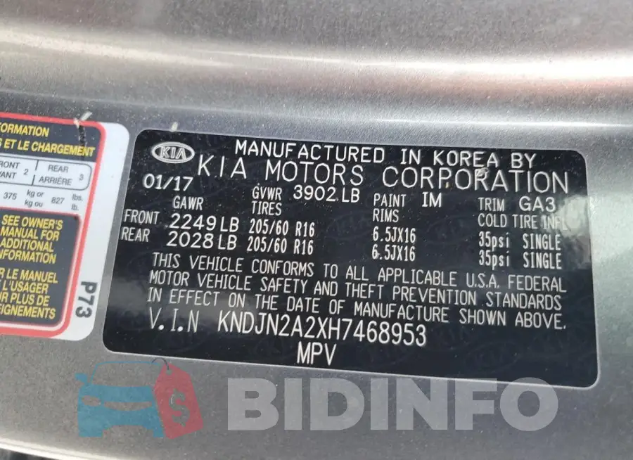 KNDJN2A2XH7468953 Photo# 14