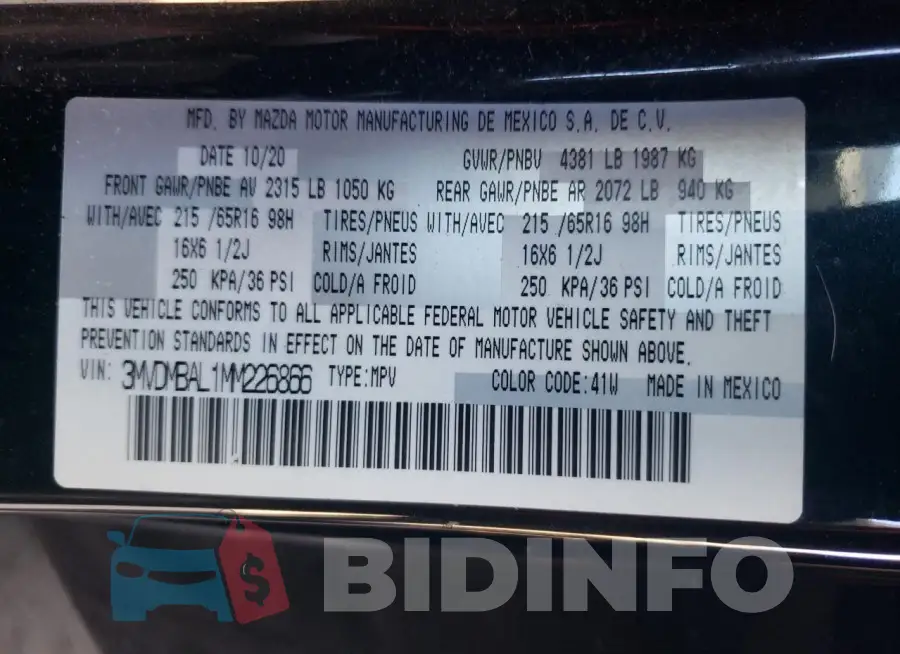 3MVDMBAL1MM226866 Photo# 12