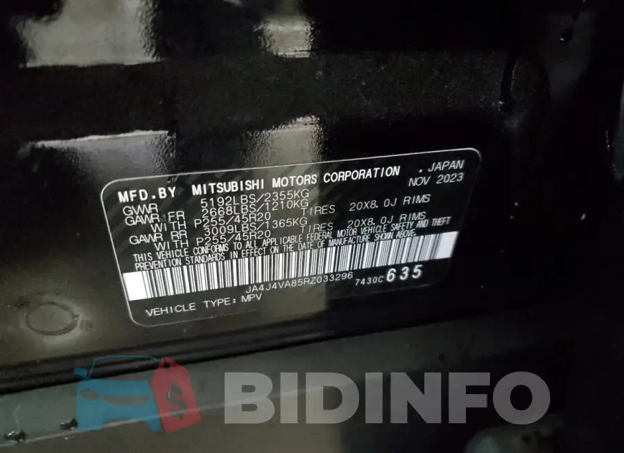 JA4J4VA85RZ033296 Photo# 13