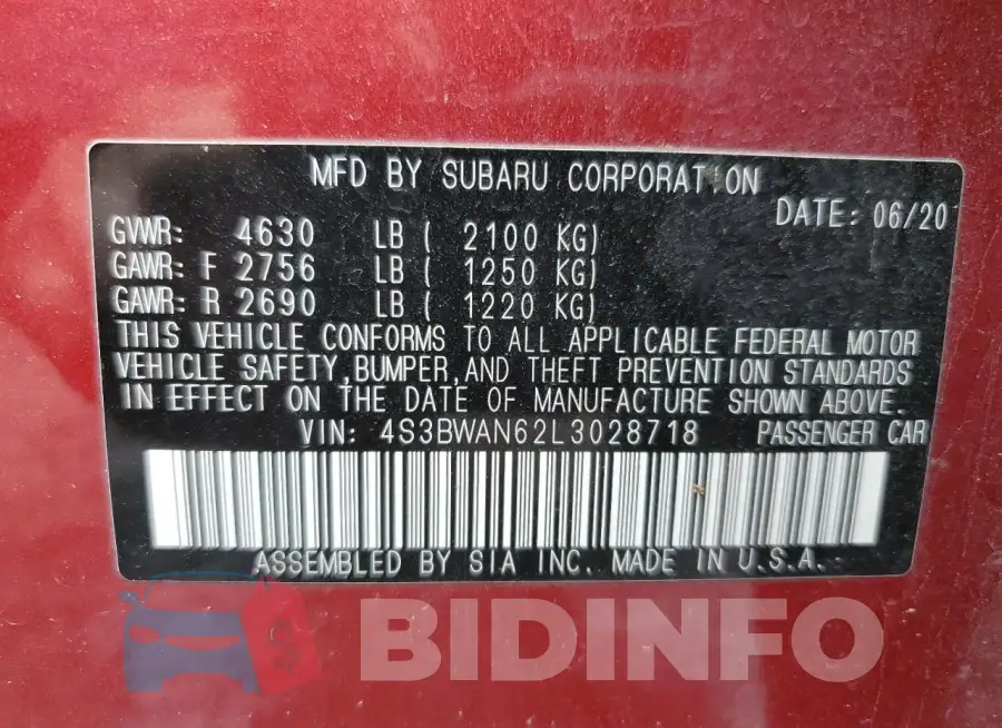 4S3BWAN62L3028718 Photo# 12