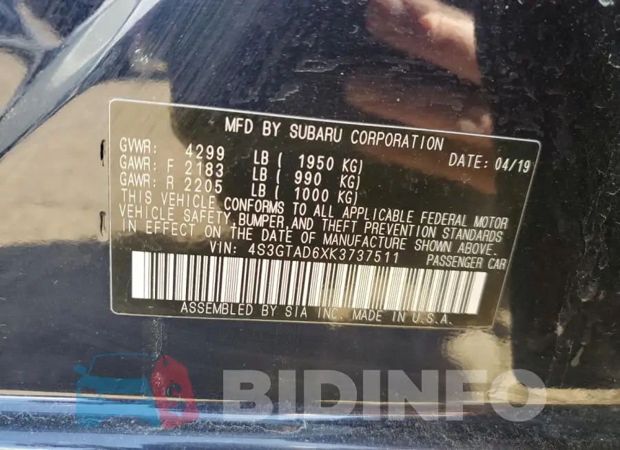 4S3GTAD6XK3737511 Photo# 13