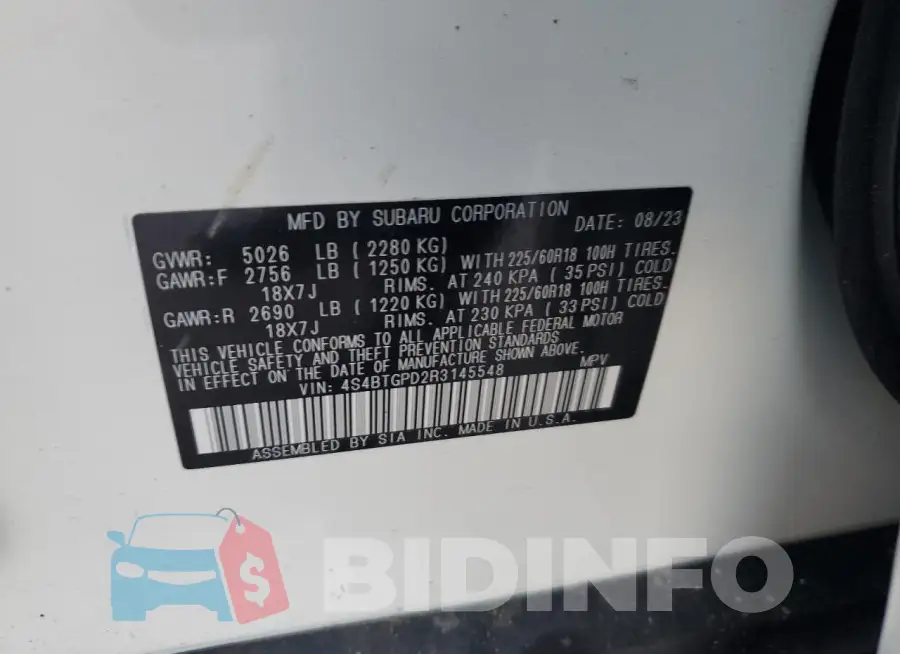 4S4BTGPD2R3145548 Photo# 12