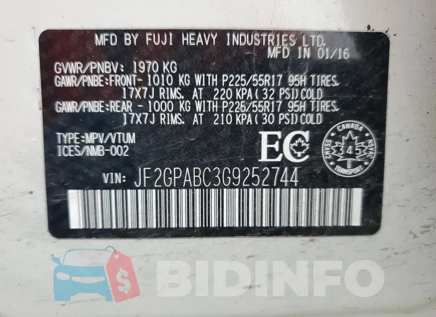 JF2GPABC3G9252744 Photo# 14
