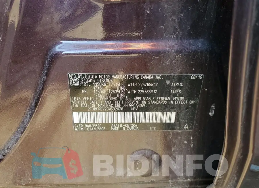 2T3BFREV2GW532078 Photo# 13