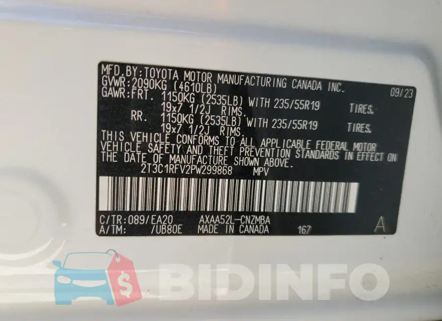 2T3C1RFV2PW299868 Photo# 13