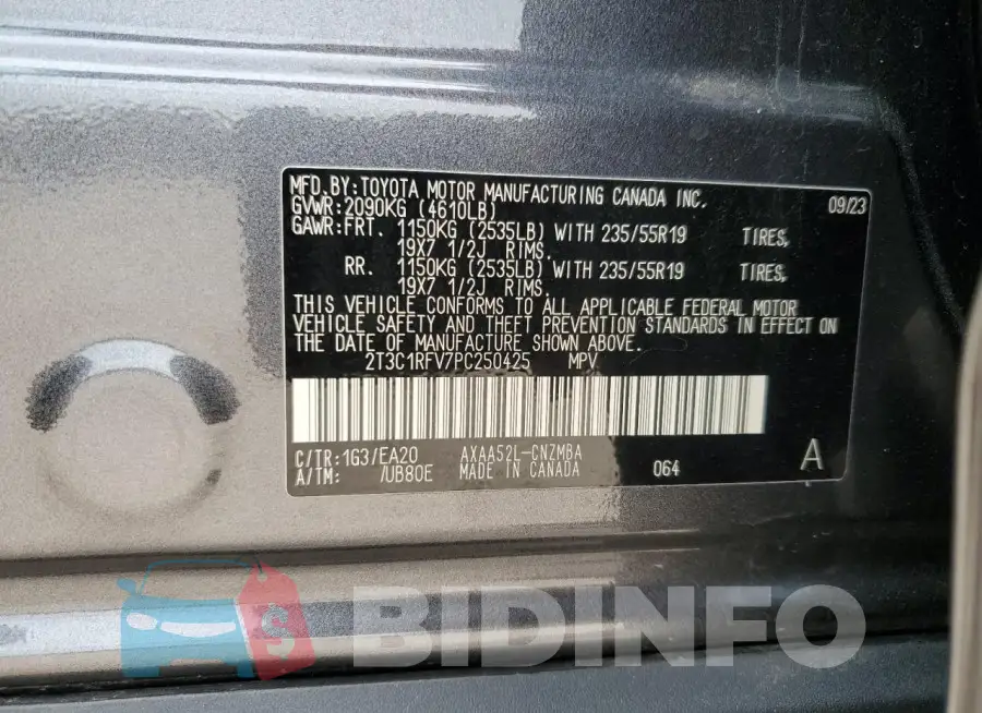 2T3C1RFV7PC250425 Photo# 13