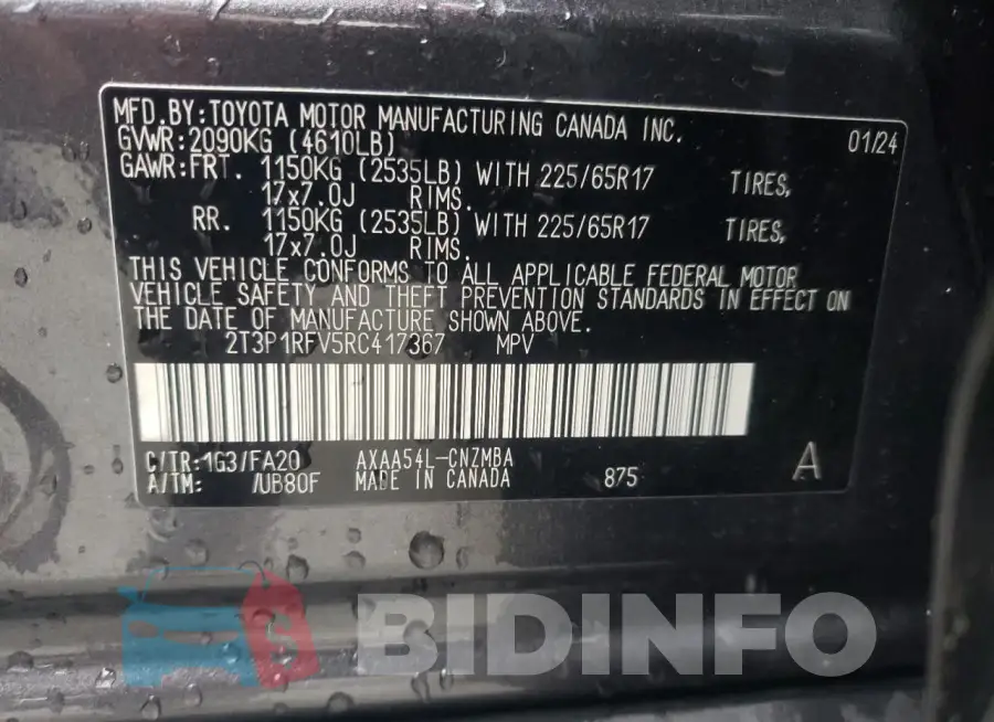 2T3P1RFV5RC417367 Photo# 13