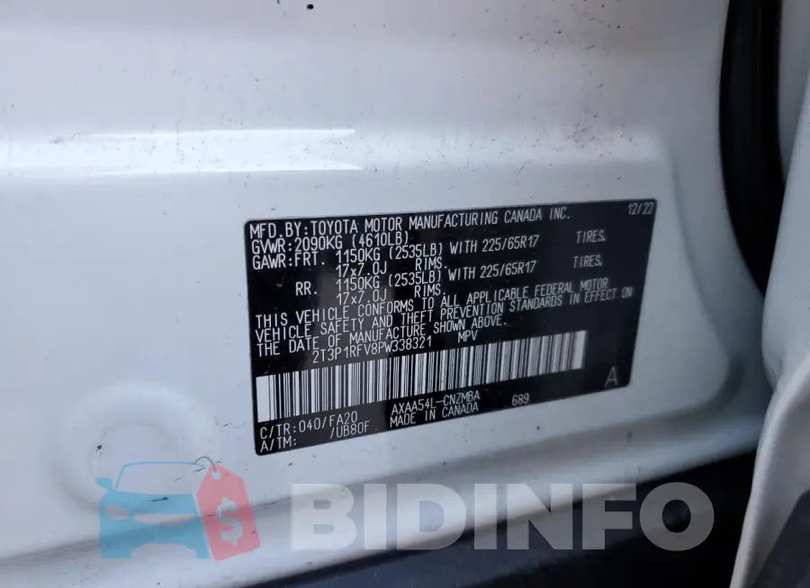 2T3P1RFV8PW338321 Photo# 14