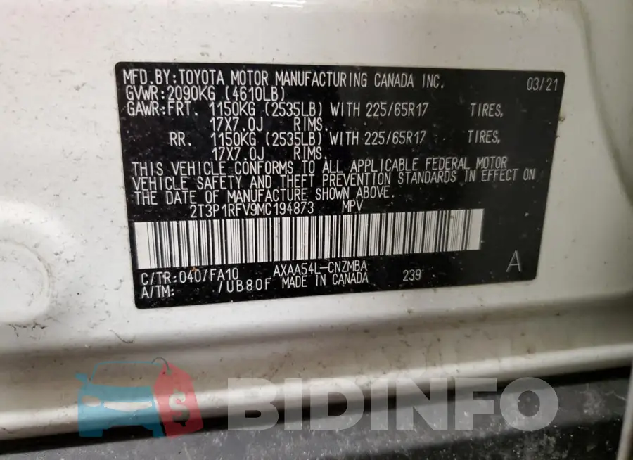 2T3P1RFV9MC194873 Photo# 14