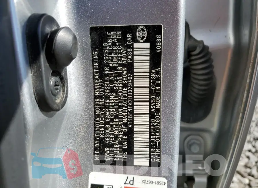 4T1BF1FK7HU379407 Photo# 12