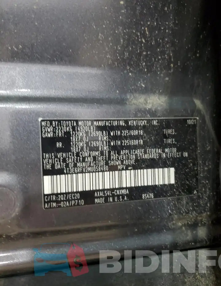4T3E6RFV2MU058480 Photo# 13