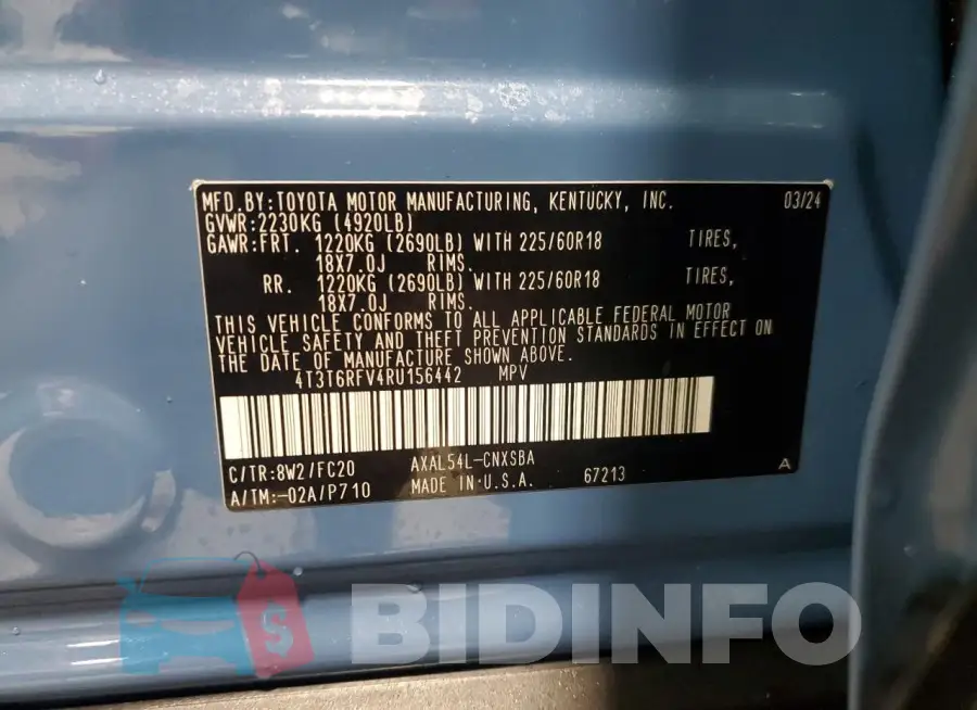 4T3T6RFV4RU156442 Photo# 13