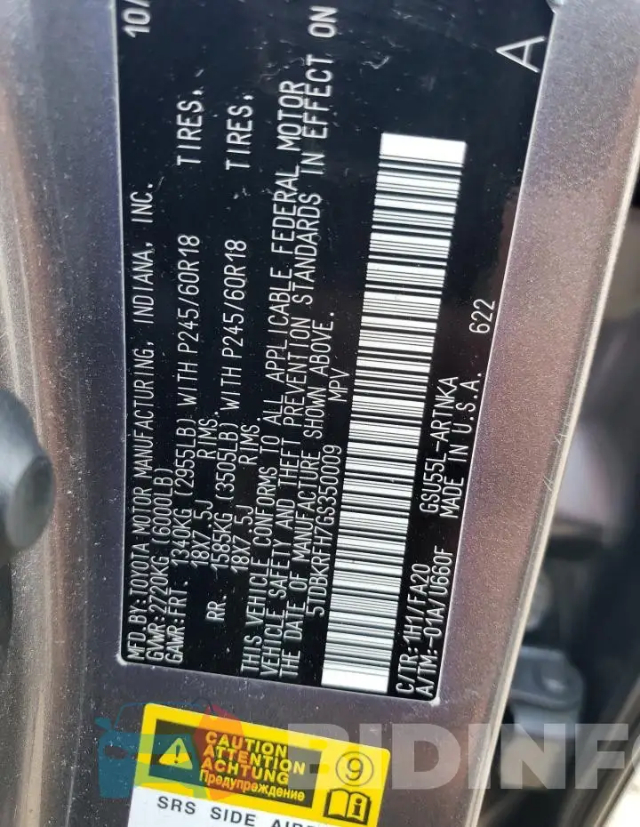 5TDBKRFH7GS350009 Photo# 12