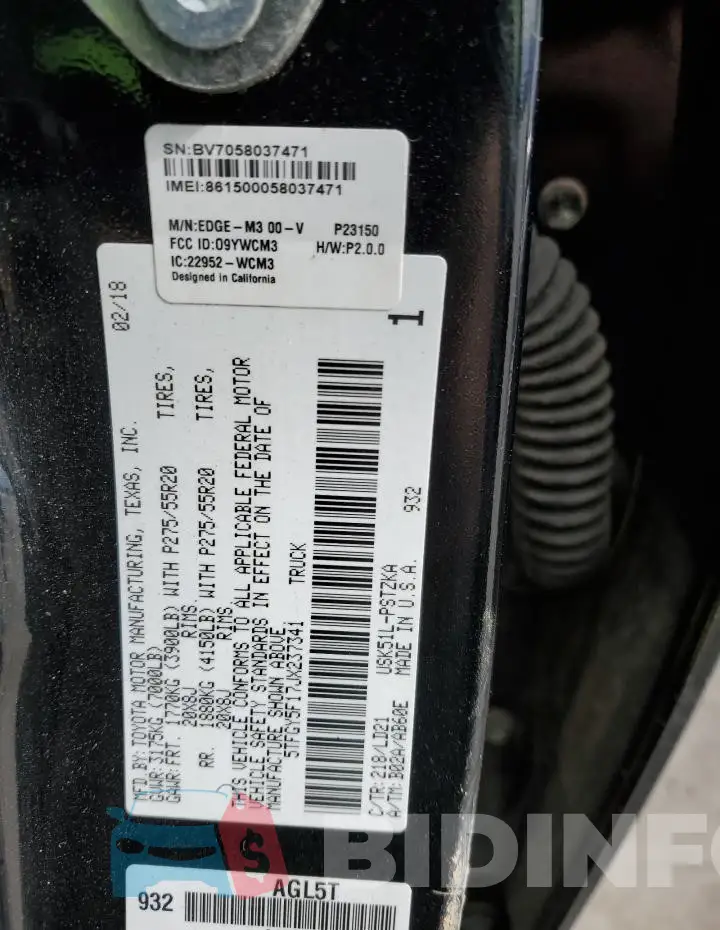 5TFGY5F17JX237341 Photo# 13