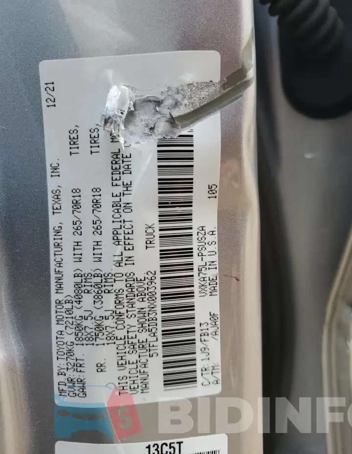 5TFLA5DB3NX003962 Photo# 13