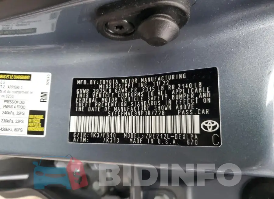 5YFEPMAE9NP387728 Photo# 12